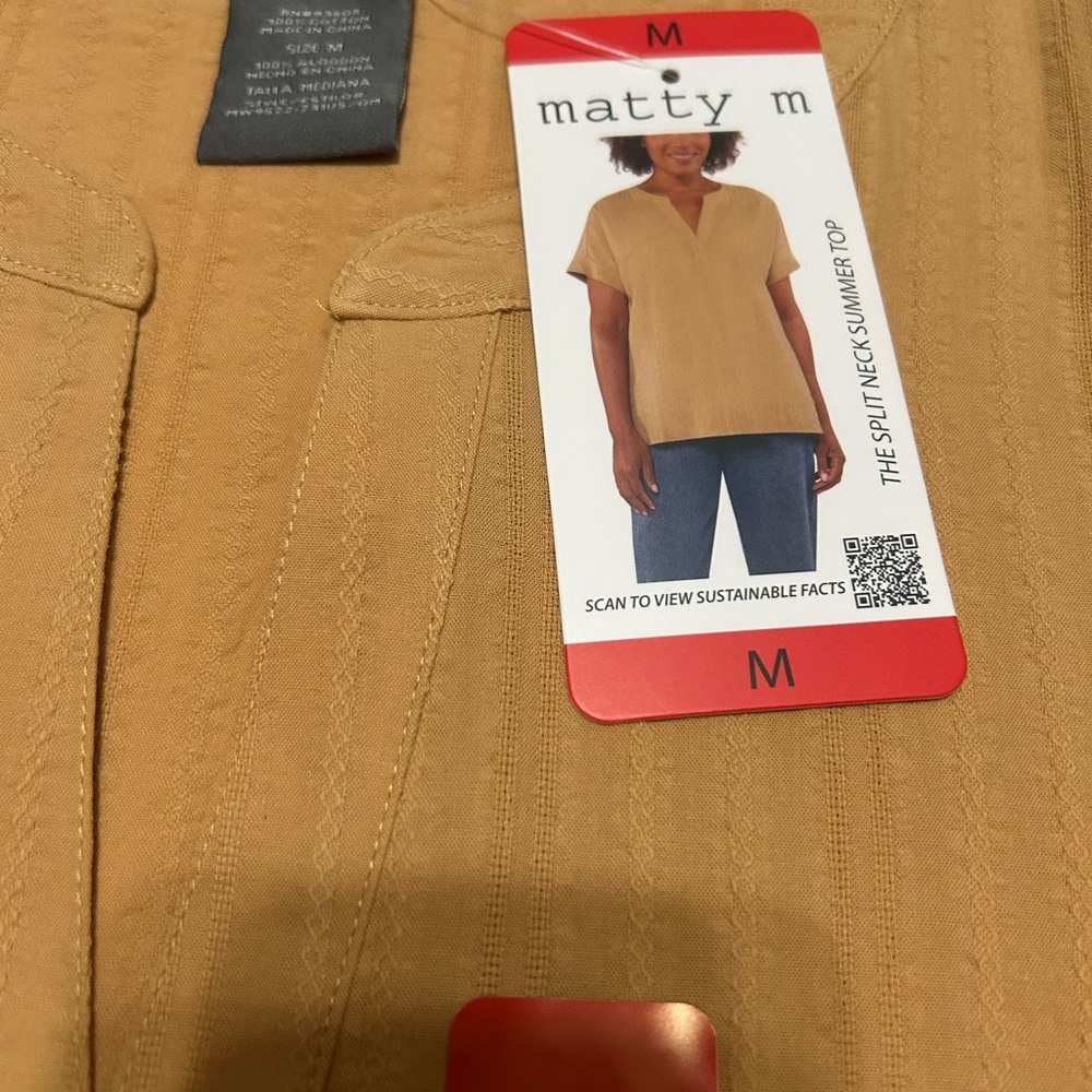 Matty M women’s blouse cotton size M NWT